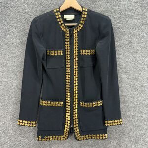 Cache Jacket Women XS Black Full Zip Long Sleeve Pockets Crew Neck Casual